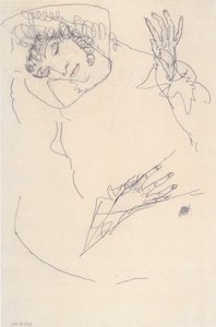 Femme allongée avec la tête inclinée - Egon Schiele